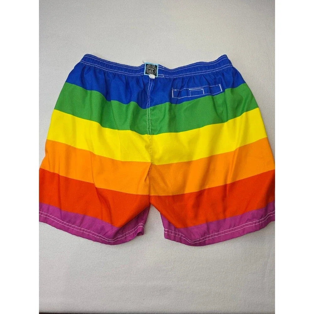 Exist Swim Men's Rainbow Striped Swim Trunks Size XL Pride Gay NWOT B-3872